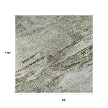 8' X 10' Taupe And Ivory Abstract Washable Area Rug With UV Protection