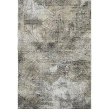 8' X 10' Beige Gray And Ivory Abstract Washable Area Rug With UV Protection