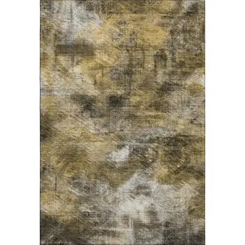 5' X 8' Coffee Gray And Ivory Abstract Washable Area Rug With UV Protection