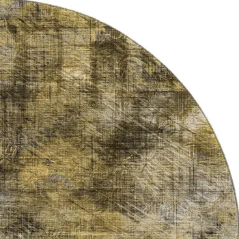 8' Coffee Gray And Ivory Abstract Washable Round Rug With UV Protection