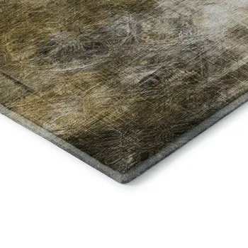 8' X 10' Coffee Gray And Ivory Abstract Washable Area Rug With UV Protection