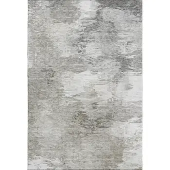 10' X 14' Beige And Ivory Abstract Washable Area Rug With UV Protection