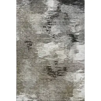 10' X 14' Taupe And Ivory Abstract Washable Area Rug With UV Protection