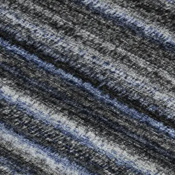 8' X 10' Blue And Gray Striped Washable Area Rug With UV Protection