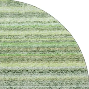 8' Green And Blue Striped Washable Round Rug With UV Protection