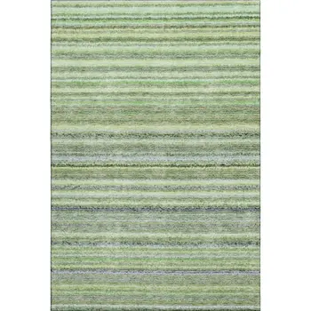 8' X 10' Green And Blue Striped Washable Area Rug With UV Protection