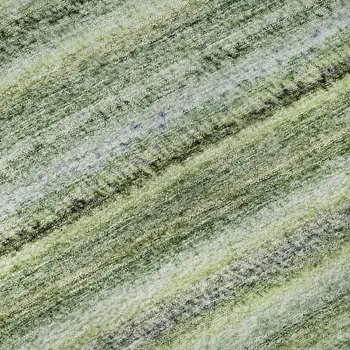 8' X 10' Green And Blue Striped Washable Area Rug With UV Protection