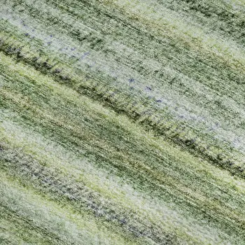 8' X 10' Green And Blue Striped Washable Area Rug With UV Protection