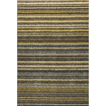 10' X 14' Gold Ivory And Gray Striped Washable Area Rug With UV Protection