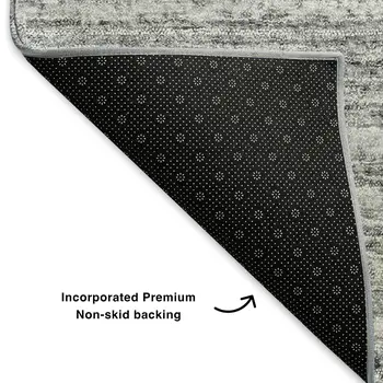8' X 10' Gray And Silver Striped Washable Area Rug With UV Protection
