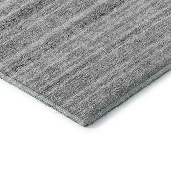 8' X 10' Gray And Silver Striped Washable Area Rug With UV Protection