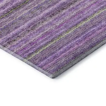 5' X 8' Purple And Gray Striped Washable Area Rug With UV Protection