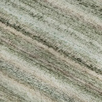 9' X 12' Sage And Ivory Striped Washable Area Rug With UV Protection
