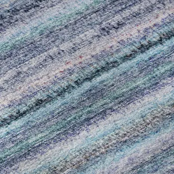 9' X 12' Sky Blue And Gray Striped Washable Area Rug With UV Protection
