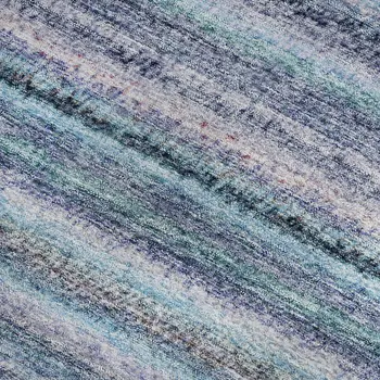 9' X 12' Sky Blue And Gray Striped Washable Area Rug With UV Protection