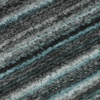 5' X 8' Teal And Gray Striped Washable Area Rug With UV Protection