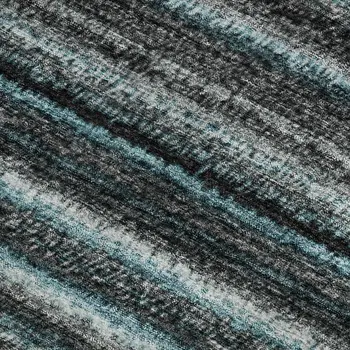 5' X 8' Teal And Gray Striped Washable Area Rug With UV Protection