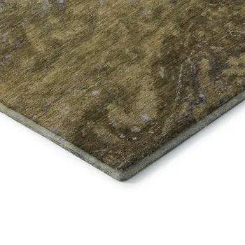 10' X 14' Brown Gray And Ivory Abstract Washable Area Rug With UV Protection