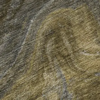 10' X 14' Brown Gray And Ivory Abstract Washable Area Rug With UV Protection