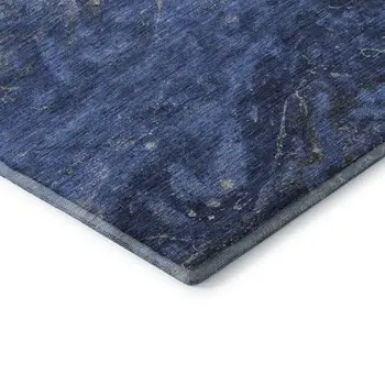 9' X 12' Blue Gray And Ivory Abstract Washable Area Rug With UV Protection