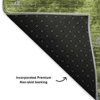 9' X 12' Green Gray And Ivory Abstract Washable Area Rug With UV Protection