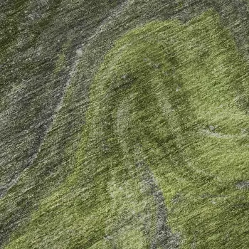 9' X 12' Green Gray And Ivory Abstract Washable Area Rug With UV Protection