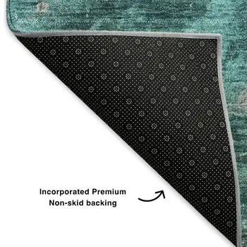 3' X 5' Teal Gray And Ivory Abstract Washable Area Rug With UV Protection