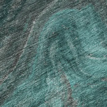 5' X 8' Teal Gray And Ivory Abstract Washable Area Rug With UV Protection