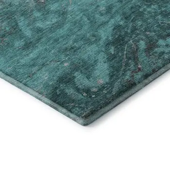 8' X 10' Teal Gray And Ivory Abstract Washable Area Rug With UV Protection
