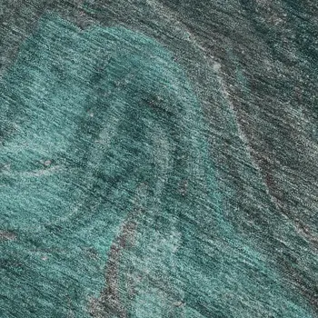 9' X 12' Teal Gray And Ivory Abstract Washable Area Rug With UV Protection