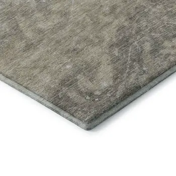 3' X 5' Taupe Gray And Ivory Abstract Washable Area Rug With UV Protection