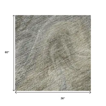 3' X 5' Taupe Gray And Ivory Abstract Washable Area Rug With UV Protection