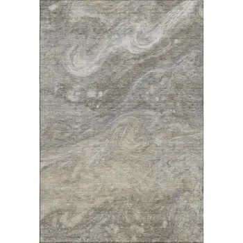 8' X 10' Taupe Gray And Ivory Abstract Washable Area Rug With UV Protection