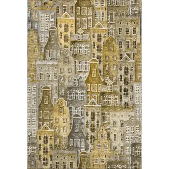 5' X 8' Brown Gray And Ivory Abstract Geometric Washable Area Rug With UV Protection