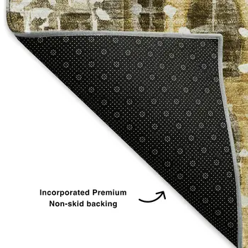 5' X 8' Brown Gray And Ivory Abstract Geometric Washable Area Rug With UV Protection
