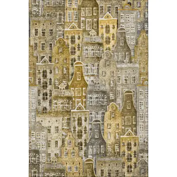 5' X 8' Brown Gray And Ivory Abstract Geometric Washable Area Rug With UV Protection