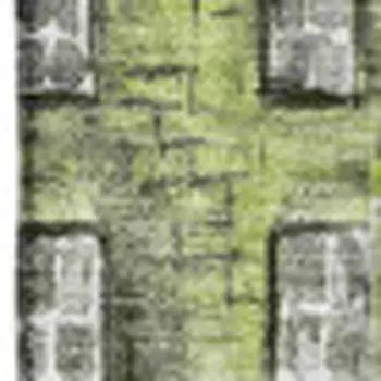 5' X 8' Green Gray And Ivory Abstract Geometric Washable Area Rug With UV Protection
