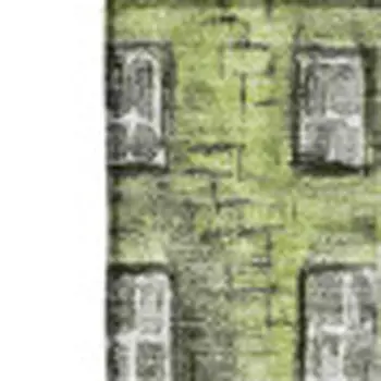 8' X 10' Green Gray And Ivory Abstract Geometric Washable Area Rug With UV Protection