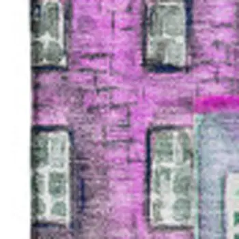 3' X 5' Purple Green And Pink Abstract Geometric Washable Area Rug With UV Protection