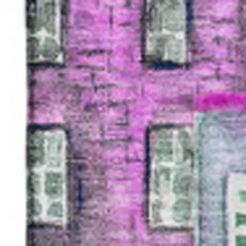 9' X 12' Purple Green And Pink Abstract Geometric Washable Area Rug With UV Protection