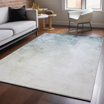 3' X 5' Beige And Ivory Abstract Washable Area Rug With UV Protection