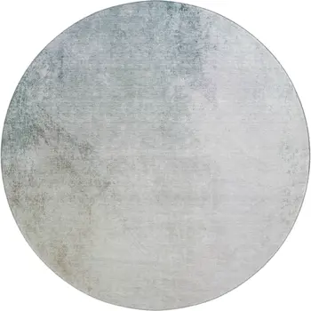 8' Beige And Ivory Abstract Washable Round Rug With UV Protection