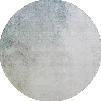 8' Beige And Ivory Abstract Washable Round Rug With UV Protection