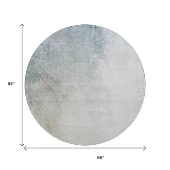 8' Beige And Ivory Abstract Washable Round Rug With UV Protection