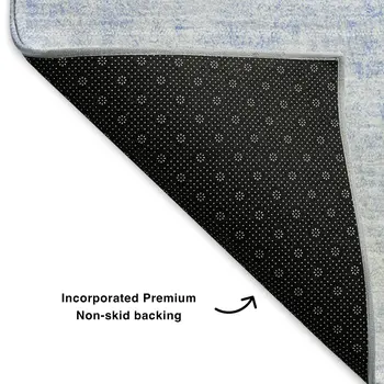 3' X 5' Blue And Ivory Abstract Washable Area Rug With UV Protection