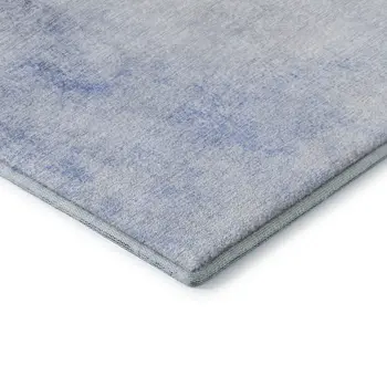 3' X 5' Blue And Ivory Abstract Washable Area Rug With UV Protection