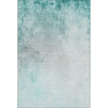 8' X 10' Teal And Ivory Abstract Washable Area Rug With UV Protection