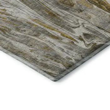 5' X 8' Brown Gray And Ivory Abstract Washable Area Rug With UV Protection