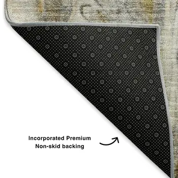 10' X 14' Brown Gray And Ivory Abstract Washable Area Rug With UV Protection
