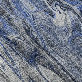 8' X 10' Blue Gray And Ivory Abstract Washable Area Rug With UV Protection
